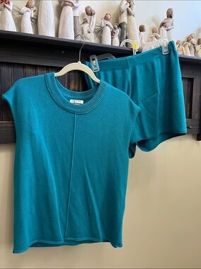 Teal Knit Tank Top and Shorts Set - Teal